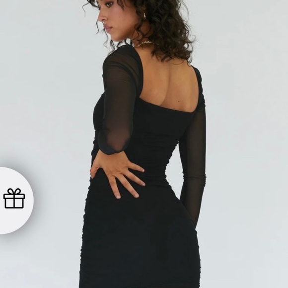 Princess Polly Elegant Black Sheer Sleeve Dress - Picture 5 of 10